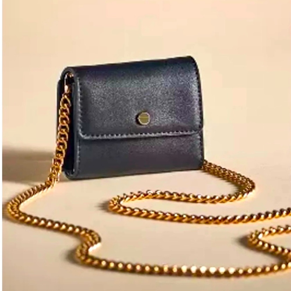 Anthropologie Mali+ Lily Compact Chain Crossbody Bag in Black